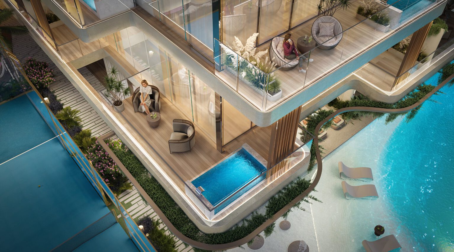 Private balcony plunge pools at Allegro Park