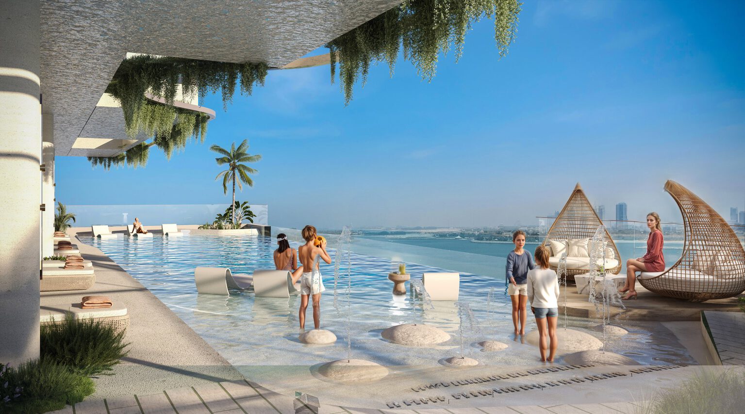 Beach-edge pool with natural sand entry at Allegro Park