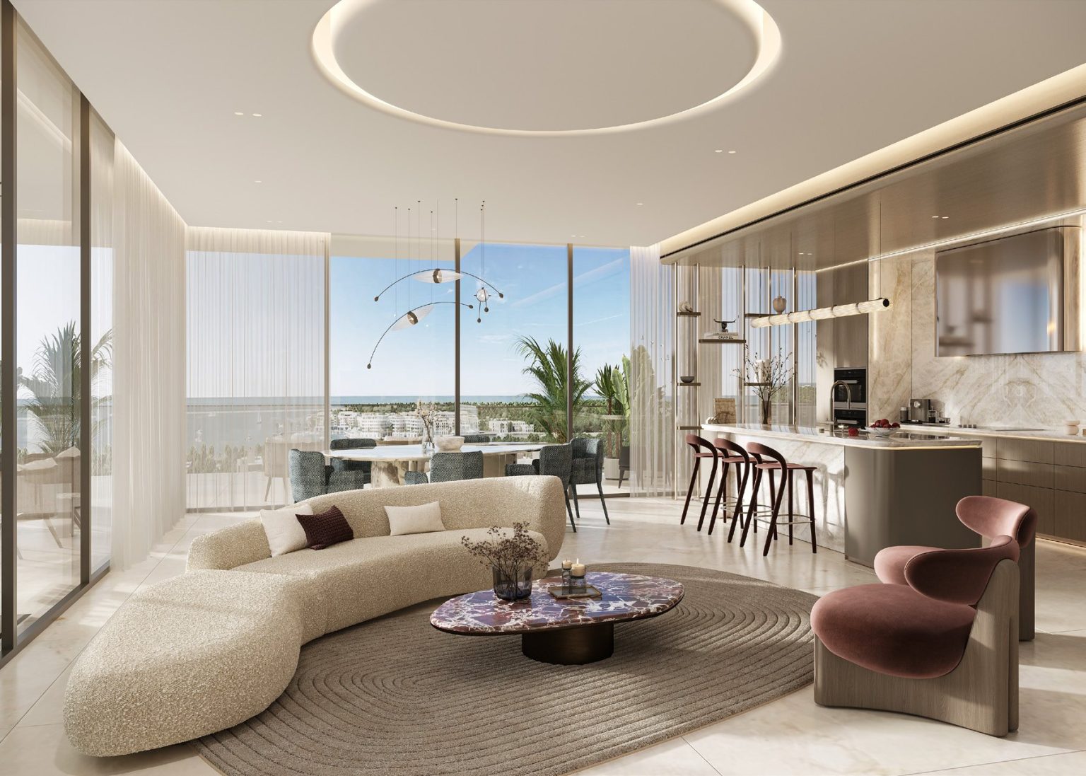 Open-plan living room at Allegro Park, Dubai Islands