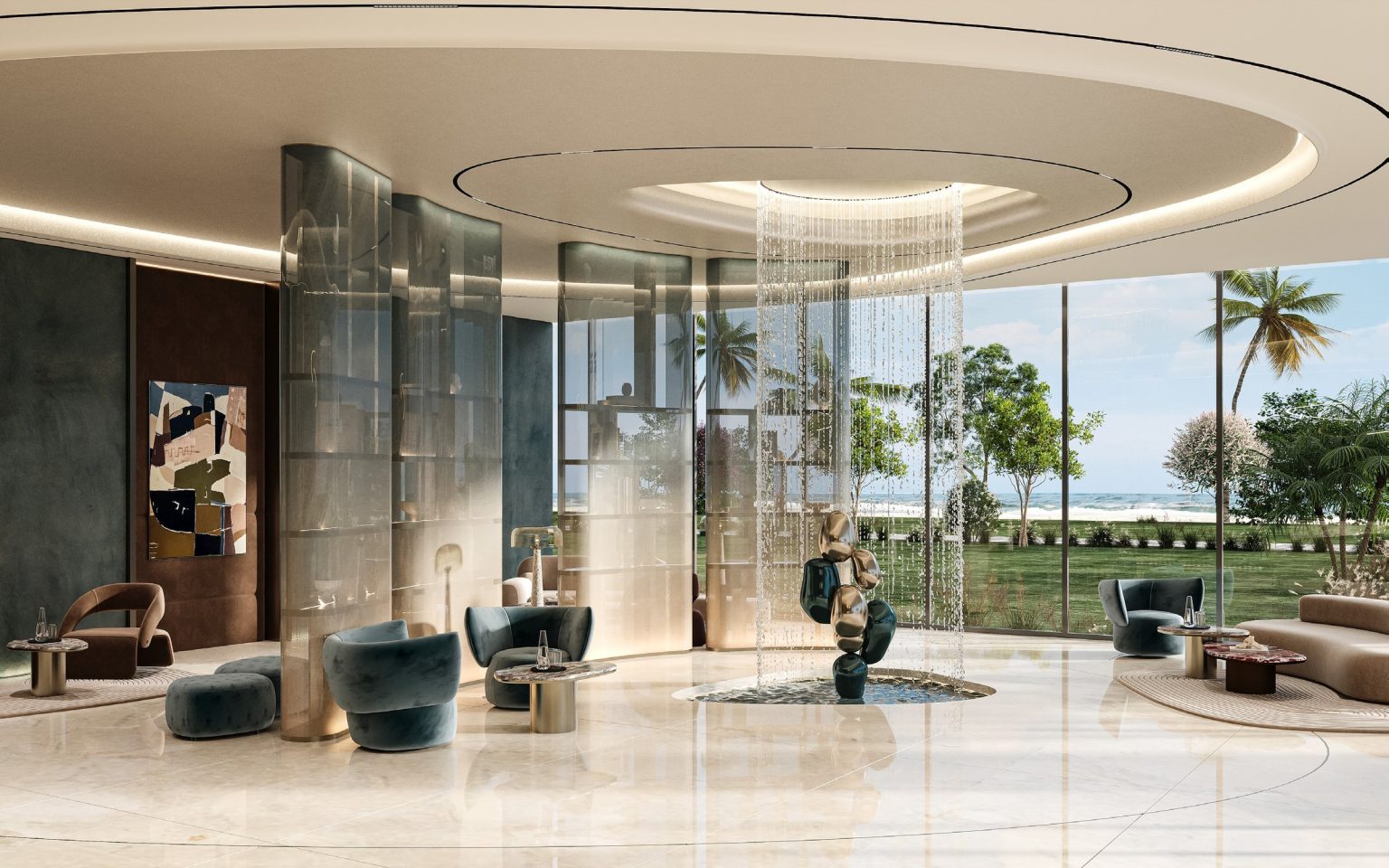 Resort-style lobby at Allegro Park, Dubai Islands