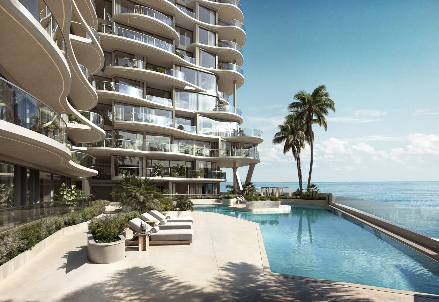 Family pool and cabanas at Esmé Beach Residences