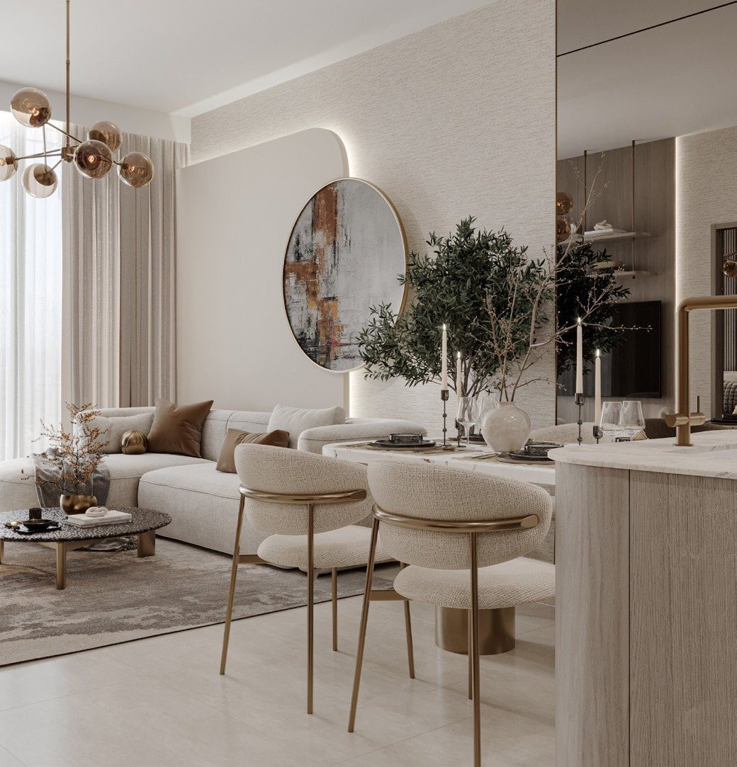 Living and dining area at Pearl House by Imtiaz