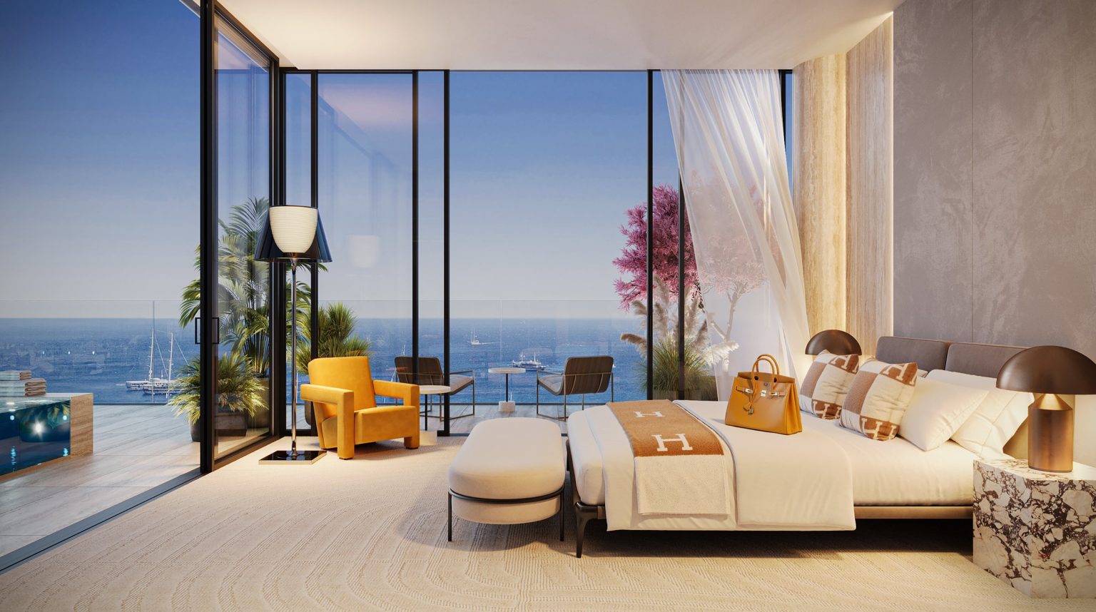 Bedroom with panoramic sea views at Villa del DIVOS