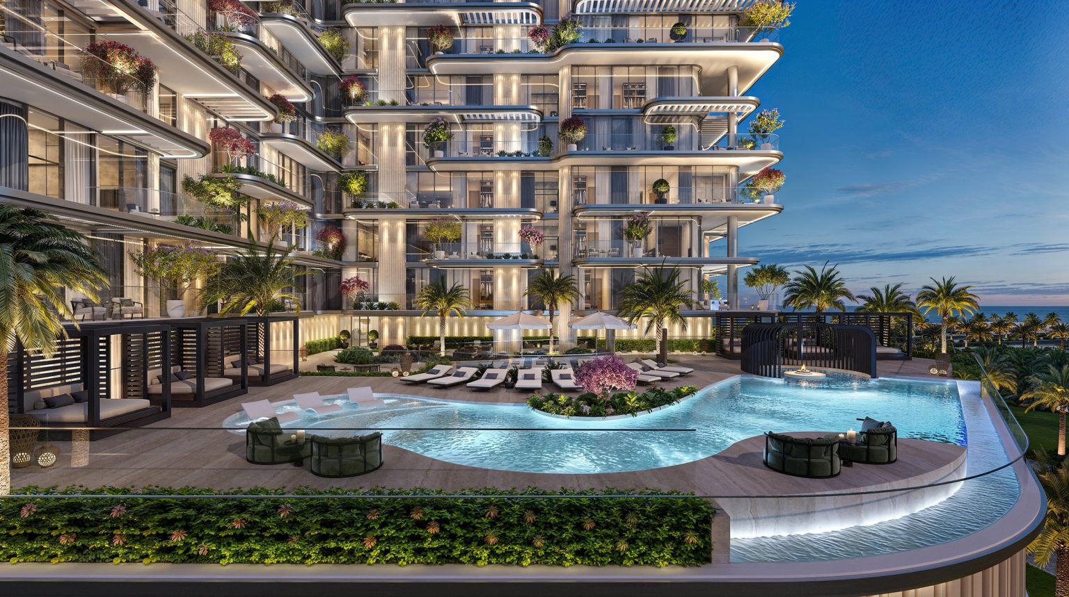 Landscaped pool deck of Villa del DIVOS